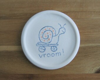 Ambitious Snail Coffee Spoon Rest or Teabag Holder, Pottery Dish, Ring Holder, Stoneware Ceramic Jewelry Dish, Handmade Coffee Gift