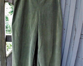 Pinwale Corduroy Pants/ Wide Leg Cord Pants/ Sage Green Handmade/ Retro Cord Slacks/ Vintage Pinwale Cord/ Shabbyfab Funwear