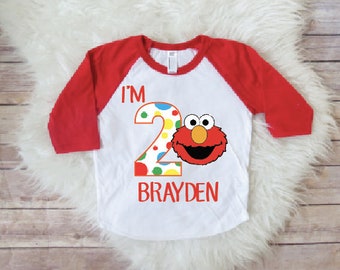 Elmo birthday shirt, ANY NAME and number, baby boy birthday, elmo birthday party, elmo theme shirts, personalized birthday shirt