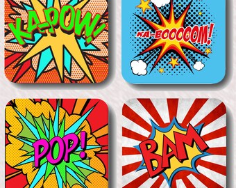 Pop art coasters, fun,gift,present,art,