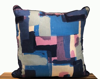 Navy Brushstrokes Pillow