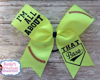I'm All About that Base Hair Bow,Softball Hair Bows,Softball Cheer Bows,T-Ball Hair Bows,T-Ball Bows, Softball,I'm all about that Base Bows.