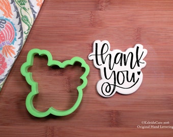 Thank You Cookie Cutter. Hand Lettered Cookie Cutter. Wedding Cookie Cutter. Anniversary Cookies. Unique Cookie Cutter. KaleidaCuts.