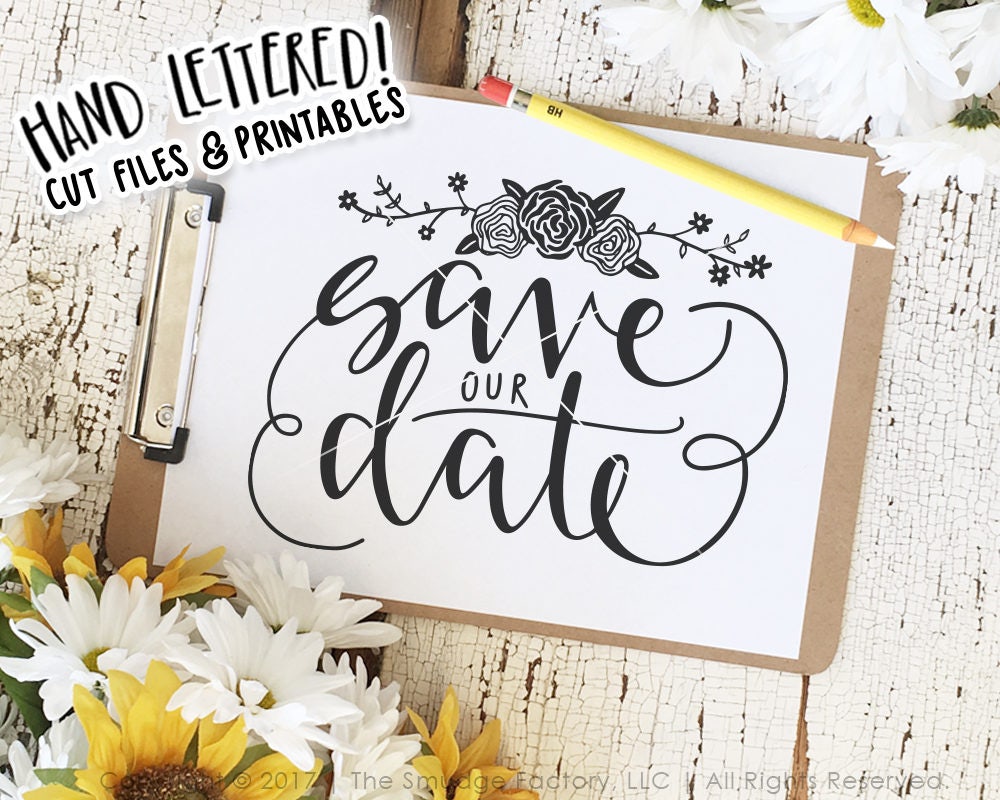 Download Save The Date SVG Cut File Handwritten Silhouette Cricut