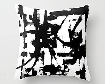 Black And White, Pillow Cover, Throw Pillow Cover, Cushion Cover, Art Pillow, Accent Pillow, Modern Art Pillow, Sofa Pillow, Couch Pillow