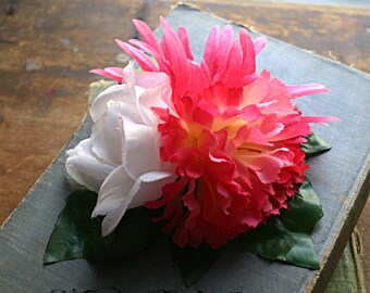 Fairy Bliss Hair Clip Fascinator - Vegan, ATS, Tribal Belly Dance, Garden, Cluster, Hot Pink, Rose, Daisy, Mum