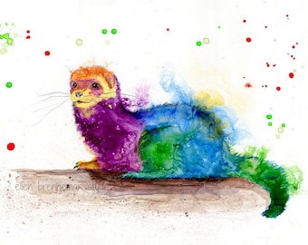 Ferret: ferret decor ferret art totem ferret art print ferret wall art animal art ferret lover ferret gifts cute ferret ferret gift