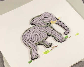 3D Blank Quilled Elephant Animal Card