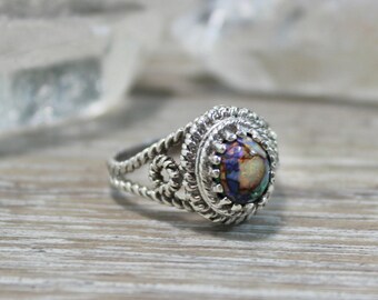 Cultured Opal Ring, Sterling Opal, Monarch Opal, Sterling Silver, Opal, Opal Ring, Rough Opal