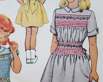 1949 McCalls 1514 Girls Smocking Dress Size 6 complete