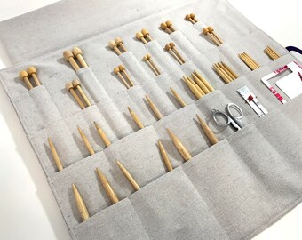 Large Knitting Needle Case/Organizer in Heavy Weight Canvas: Choose Your Colors! (K151)