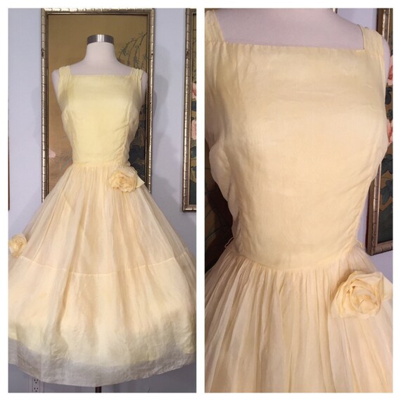 1960s Sheer Lemon Yellow Skirt Simple and Sweet with lovely
