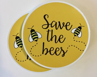 save the bees round bumper sticker or laptop decal