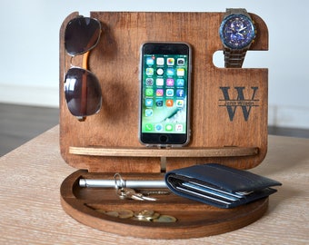 For-men, Anniversary gift, Nightstand valet, Docking Station, 5th anniversary, Dock Station, Men, Desk organizer, best man gift