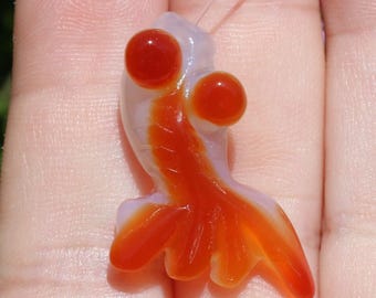 Fish 31 X 21 X 11 mm R14 multicolor Orange Agate bead pendant