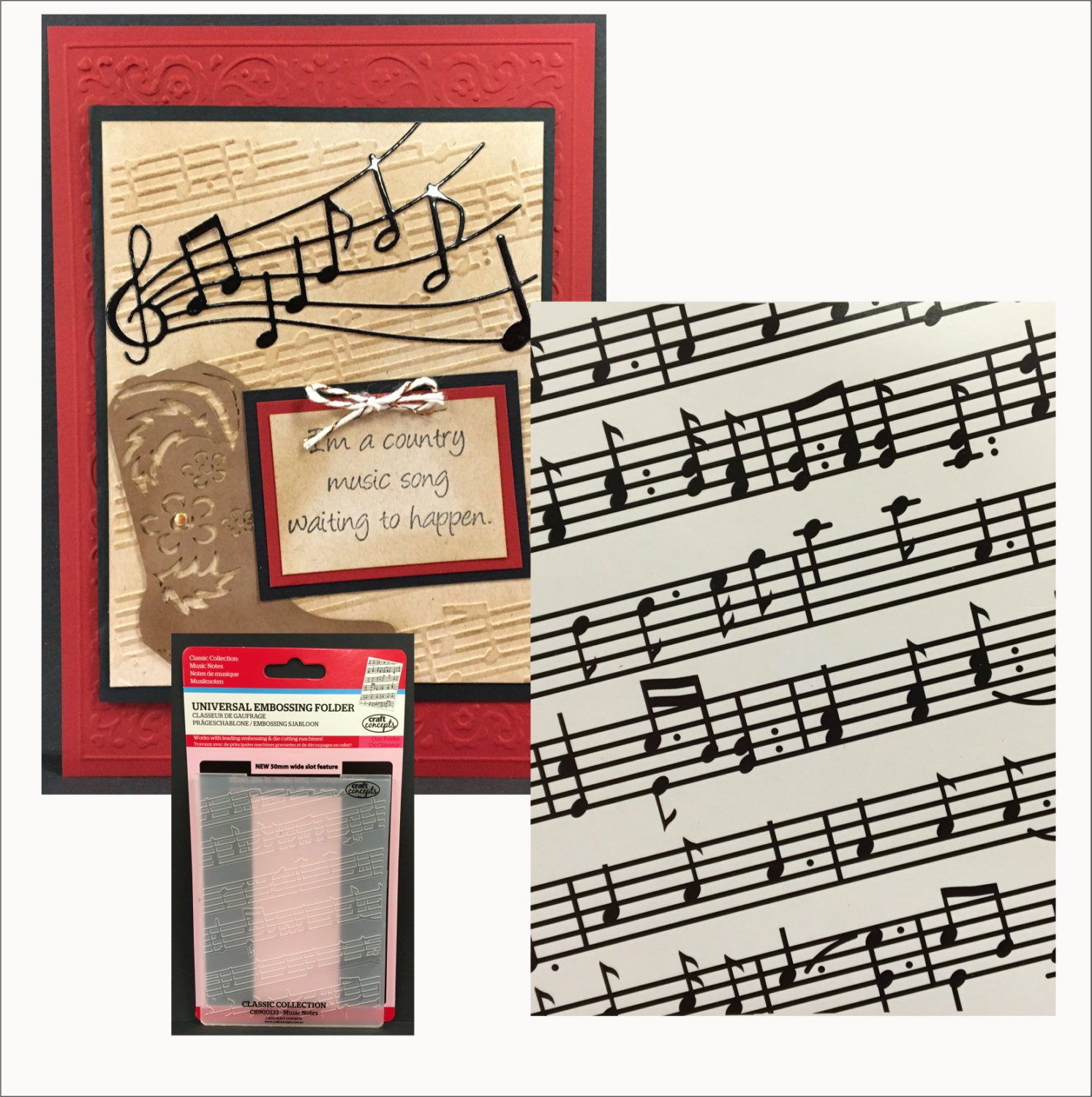 MUSIC NOTES Embossing folder by Craft Concepts CR900133