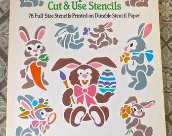 Bunny Rabbit Stencil Book, Vintage Craft Book,Cut and Use Stencils, Easter Art and Supplies