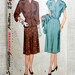 Vintage Pattern Simplicity 1894 1940s dress jacket button down Bust 48 1940s pre post war era housewife plus size gored shirred