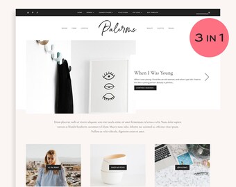 Palermo • 3 LAYOUTS Included • Fashion + Lifestyle Blogger Template.