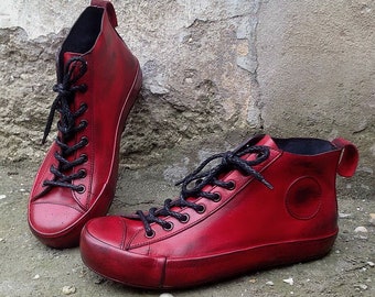 Handmade leather sneakers REDS