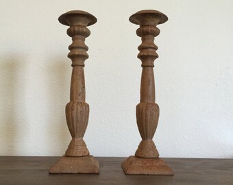 Vintage Metal Candlestick Holders; Pillar Candle Holders; Footed Candle Holders; Vintage Candleholders
