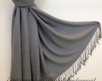 GRAY PASHMINA - gray shawl - grey pashmina - grey shawl - grey wrap bridesmaid - grey scarf wedding - scarf grey - shawl grey - grey sarong