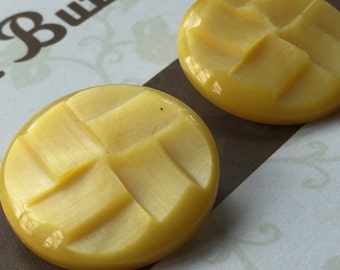 Vintage Buttons - yellow plastic
