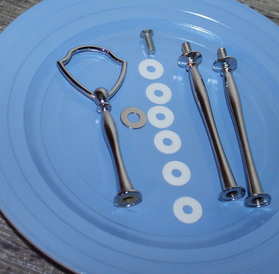 Cake stand hardware silver shield Cake stand supply 3 tier