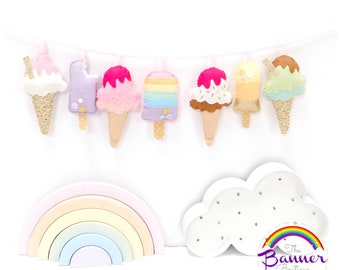 Ice cream garland. Set of 7 ice creams/ice lollies.