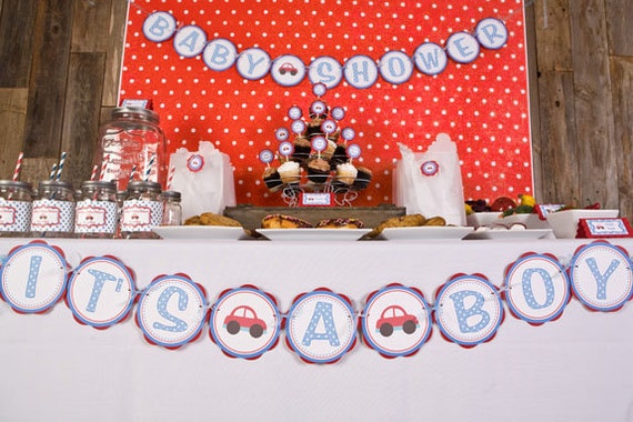 Items similar to Car IT'S A BOY Baby Shower Banner - Baby ...