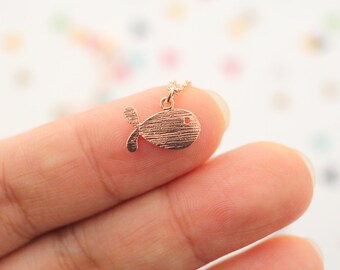 Dainty Necklace, Rose Gold Whale Necklace,Whale Charm Necklace, Tiny Whale Necklace, Bridesmaid Gift, Birthday Gift-JU5