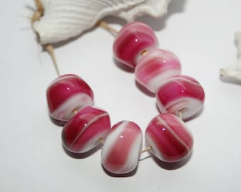 Lampwork beads, glass beads, artist beads, handmade glass beads, raspberry, nuggets, 13 mm