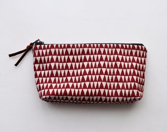 Hand Screen Printed Linen cotton Zipper Pouch