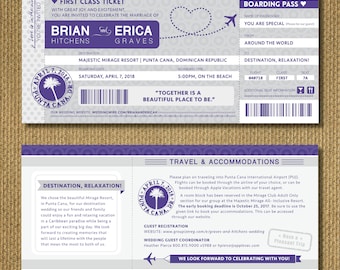 PRINTABLE -Destination Wedding Invitation w/RSVP Postcard