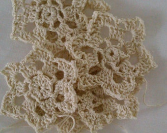 Crochet Applique Mini Flower Motif Flower Crochet Flower Applique Crochet Motif Crochet Flower Motif Motifs in white 5 pc, 2'6 inches