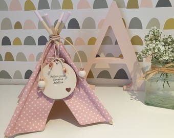 Handmade personalised mini teepee ornament. New baby gift.
