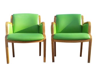 Vintage Bentwood Thonet Accent Armchairs - Mid Century Modern MCM Glam Green