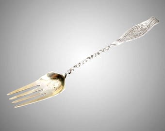 Whiting Dandelion salad server fork Sterling Silver 12 5/8"