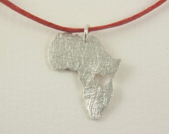 Africa Tanzania necklace - Heart Tanzinia pendant - Adoption necklace - Collar Africa Tanzania
