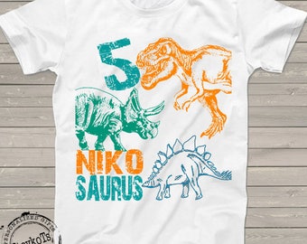Dinosaur birthday shirt for kids personalized tshirt 3rd bday 1st, 2nd, 4th, 5th, 6th any birthday dino t-rex theme party shirts for kids