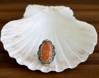 Natural Italian Coral Ring - Size: 8