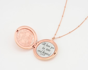 Rosegold Locket Necklace, Custom Engraved Locket Necklace, Engraved Necklace, Customized Necklace, Personalized Gold Necklace