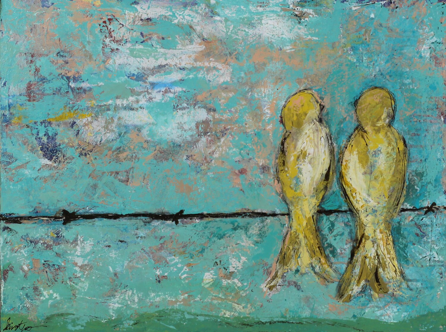 Bird canvas painting art abstract 3/4 thick canvas