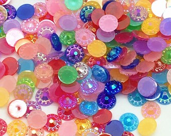 Mix 30 6 mm stick Pearl acrylic cabochons/rhinestones