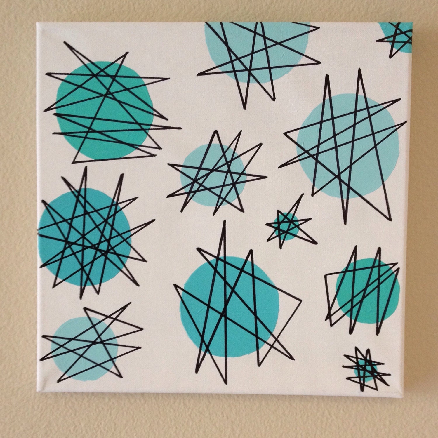 Mid Century Modern Wall art Atomic 1950s Starburst painting