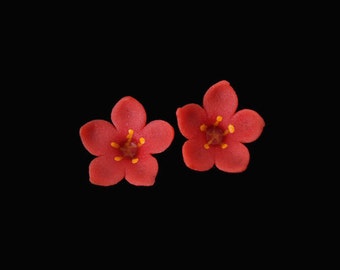 Scarlet Pimpernel Mini Stud Earrings