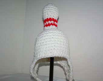 Bowling pin hat for newborn - gift for bowler or bowling fan crocheted fun and unique