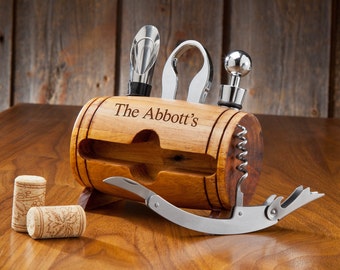 Personalized Wine Barrel Wine Accessory Kit - Personalized Wine Accessories - Wine Gifts - Gift for Her - Bridesmaid Gift Idea - (1123)