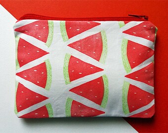 Hand Printed Watermelon Coin Purse
