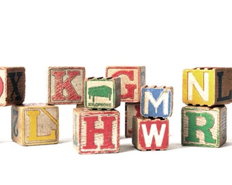 Vintage Wood Children Letter Blocks